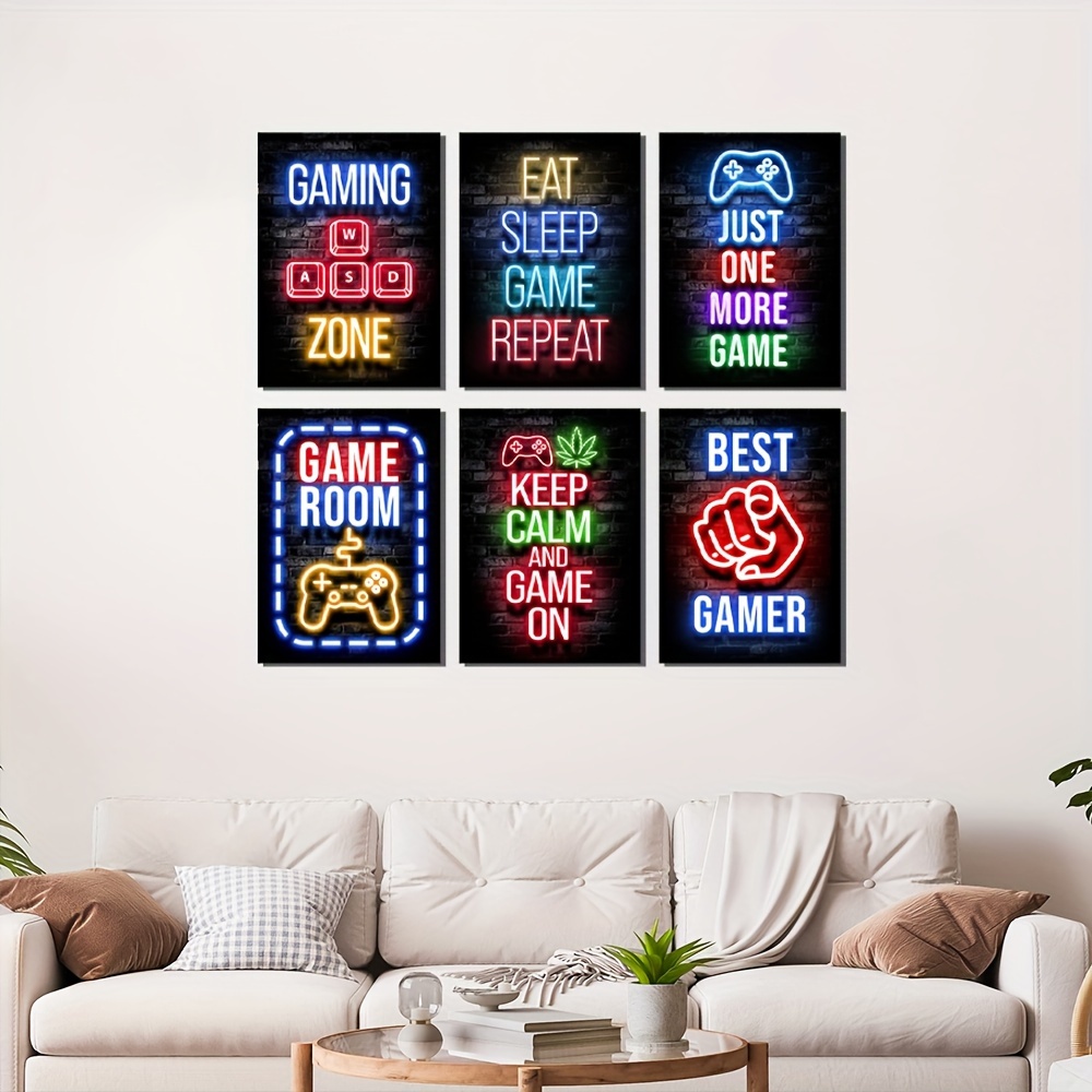 Neon Gaming Posters for Boys Room Decor,Gaming Room Decor,Boys Bedroom  Decor,Gamer Decor,Inspirational Posters for Video Game Room,Game Room