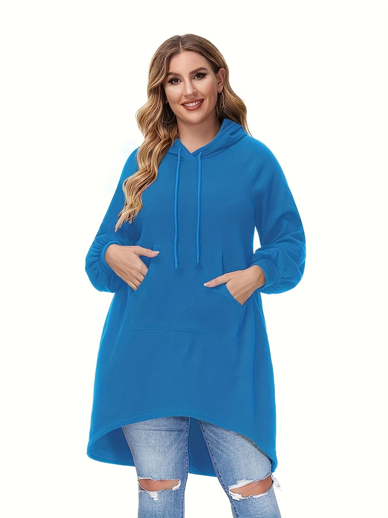 Plus Size Casual Sweatshirt Women's Plus Solid Long Sleeve - Temu