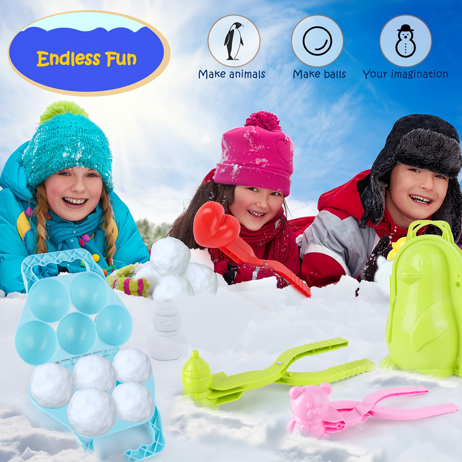 Snow Toys, 2024 Snowball Maker 4 Pack Snow Ball Shaper Molds Toys for Kids  Snow Ball Fights Tool Kids Winter Toys Snow Ball Clip Snow Games for Kids