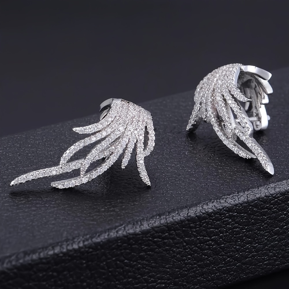 Image of Luxury Micro-pave Synthetic Zirconia Ring Earrings Women's Engagement Fashion Banquet Daily Wear Trendy Earrings