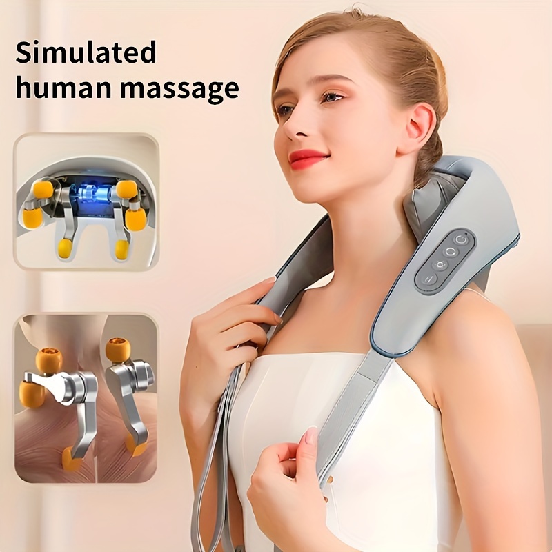  7C Masajeador de cuello Shiatsu con calor: almohada de masaje  cervical eléctrica de tejido profundo para espalda - Cojín de masaje de  amasamiento 3D recargable alivia el dolor muscular, para viajes