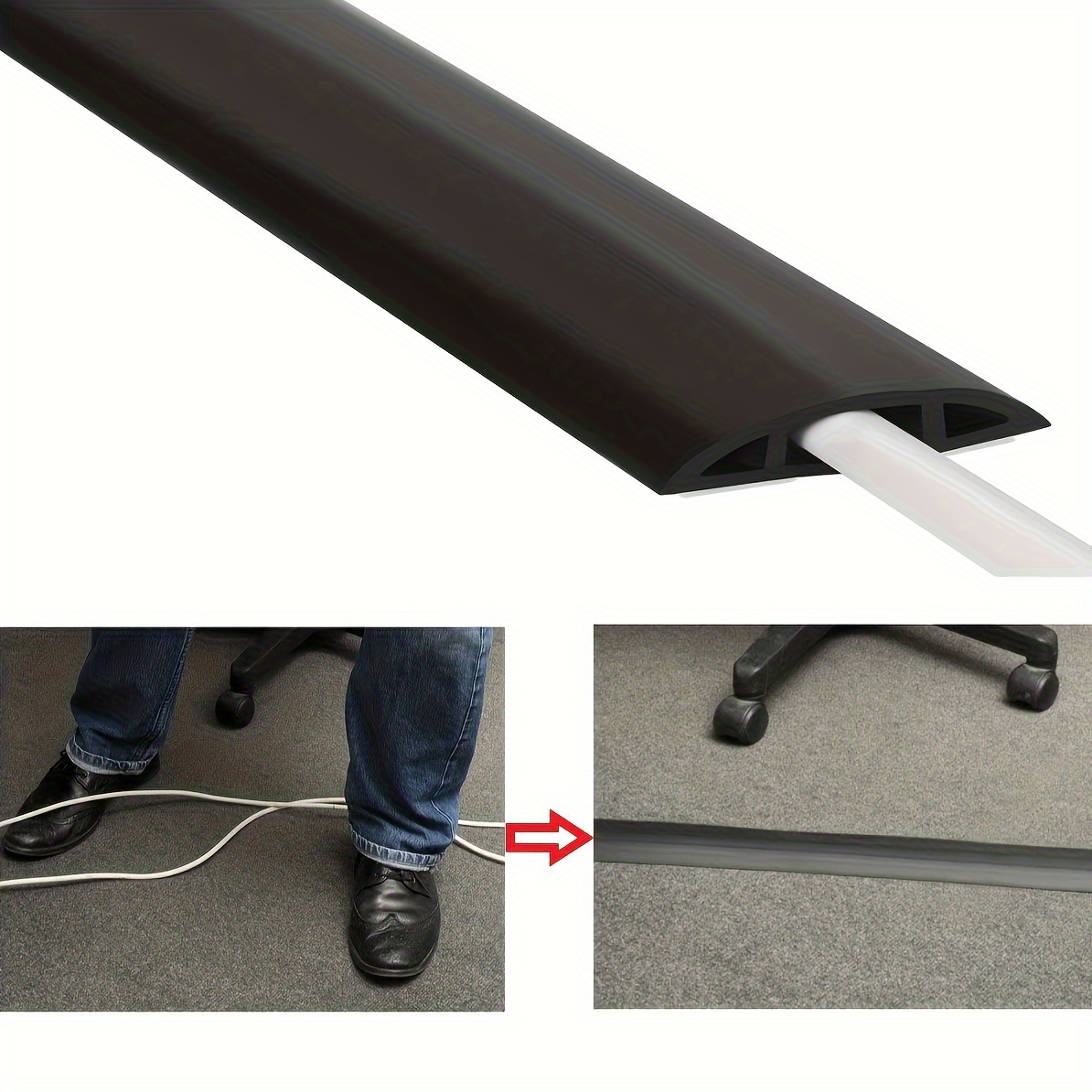1pc 4FT Floor Cord Cover, Floor Cable Protector, Extension Cord Cover,  Protect Wires & Prevent Cable Trips, Cable Management Solution - Cord  Cavity