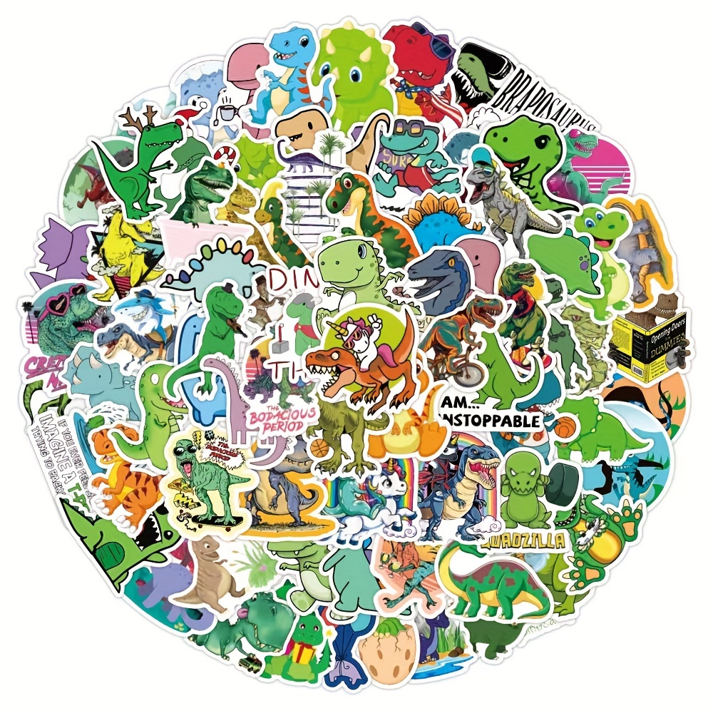 100pcs Dinosaur Stickers, Cute Waterproof Cartoon Stickers for Kids, for Stationery, Luggage, Teaching Rewards