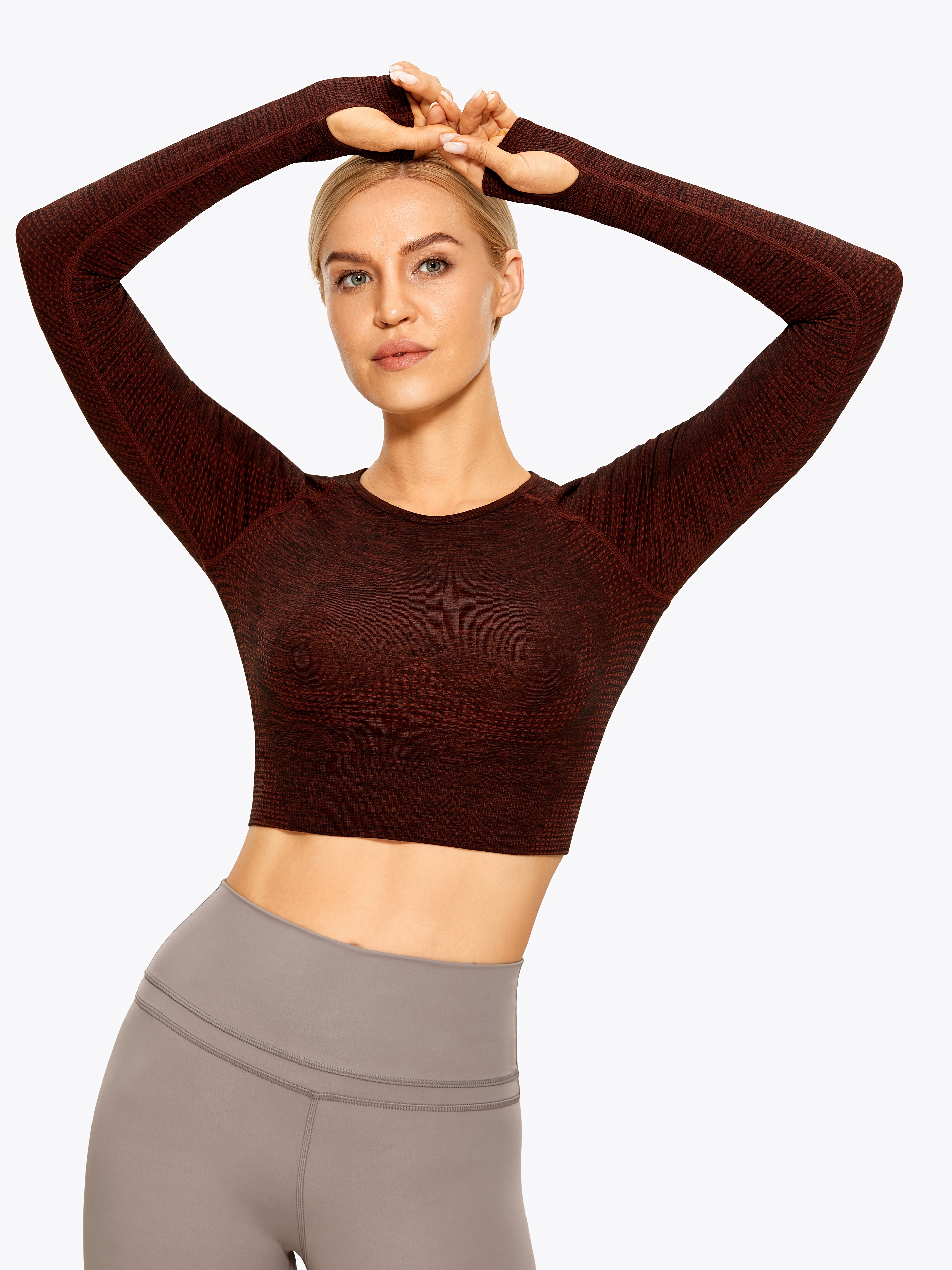 Contrast Mesh Shockproof Yoga Top, Round Neck Mid-Stretch Workout Crop Top,  Women's Activewear