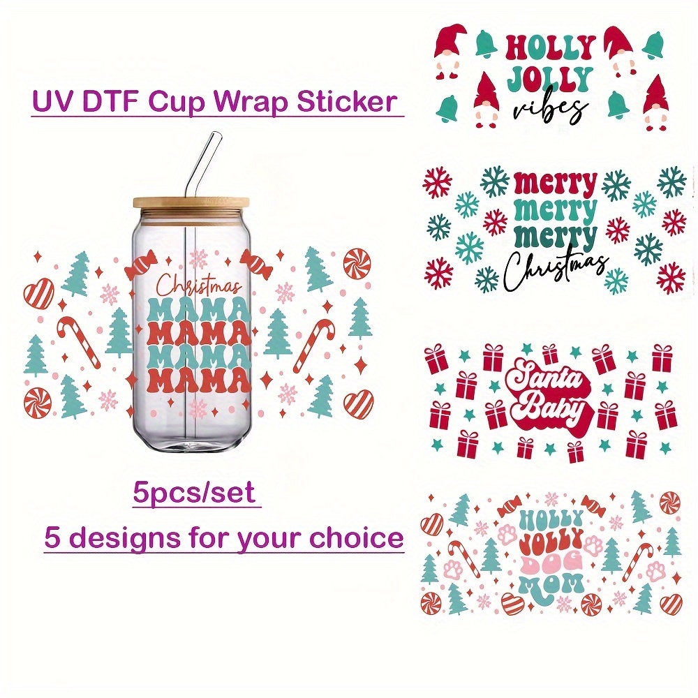 1pc UV DTF Cup Wraps For 16 Oz Glass Cup, UV DTF Cup Wraps, Cup