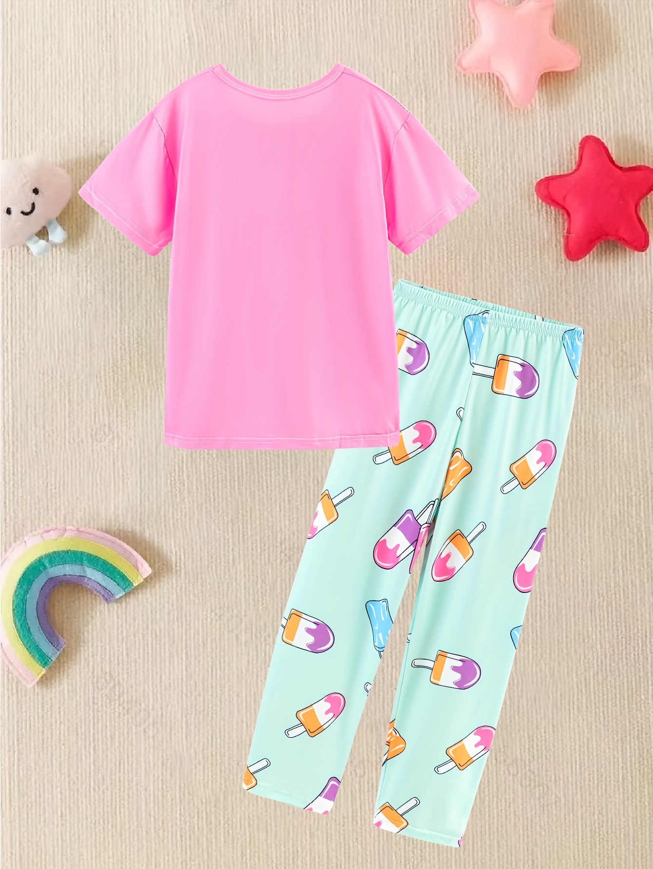 Kid Teen Girls Trendy Pajama Sets Ice Cream Chill Pattern - Temu Canada