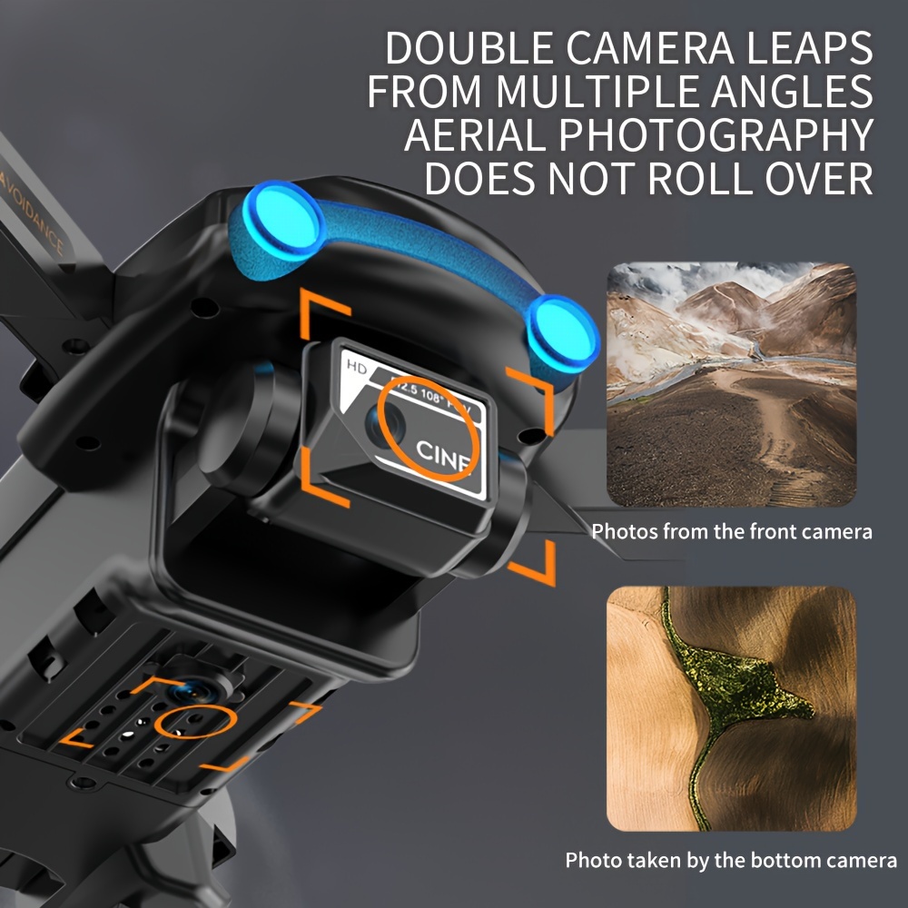 Foldable Dual Camera Drone, 5-way Obstacle Avoidance,cool Lighting Preferred Remote Control Toy For Christmas And Halloween Gifts details 5
