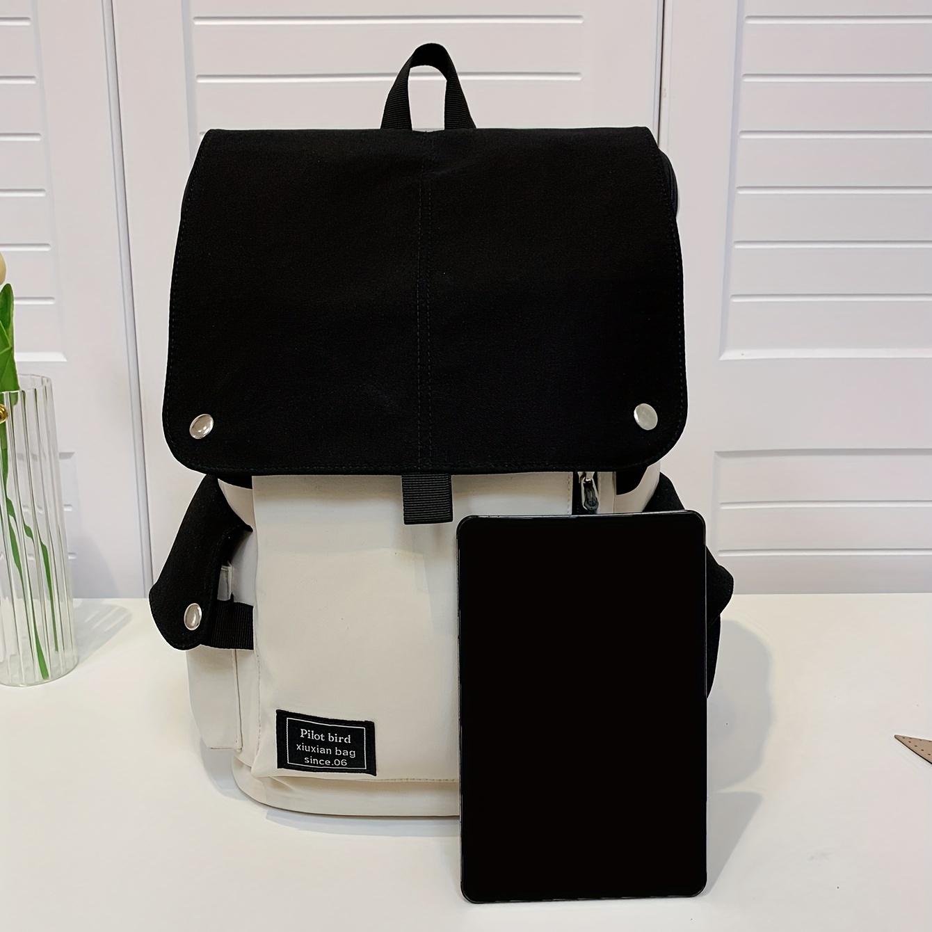 Casual Colorblock Backpack School Flap Daypack All Match Book Bag