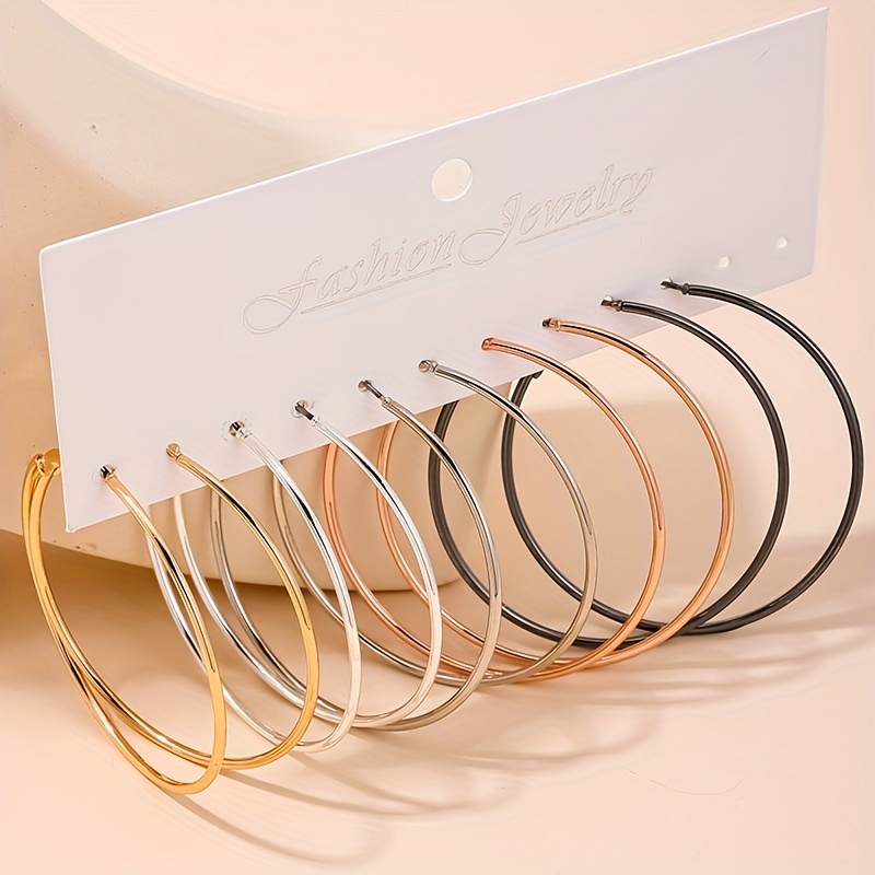 5 Pairs Big Circle Earrings Set for Women
