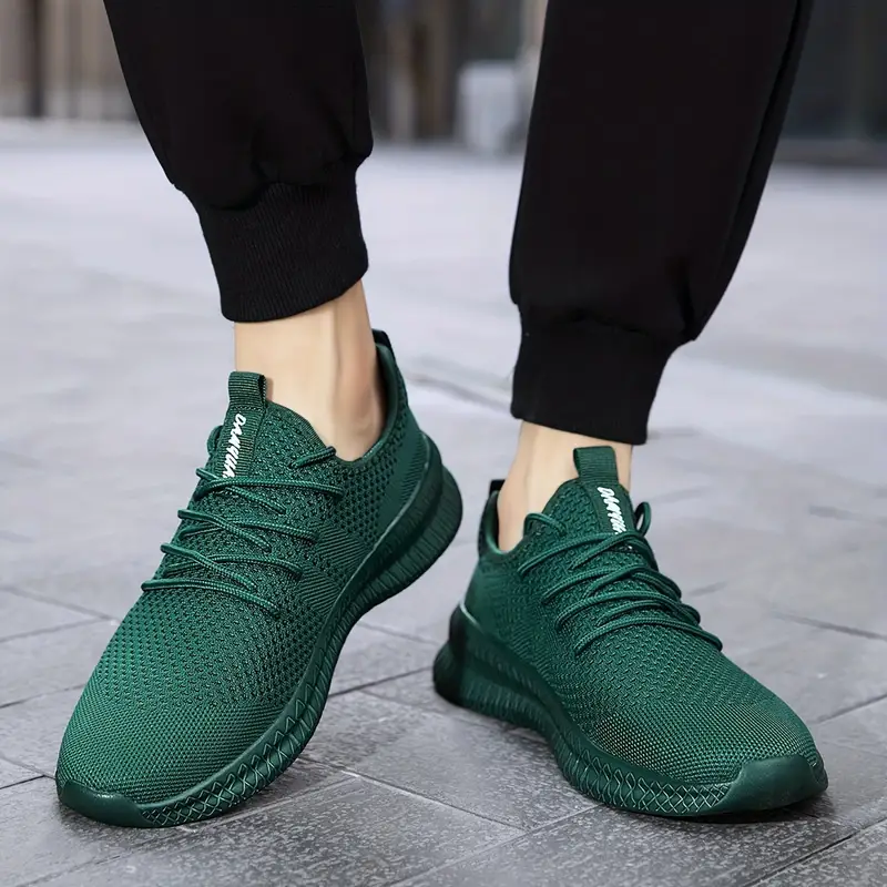 mens trendy breathable lace up knit sneakers with assorted colors casual outdoor running walking shoes 7