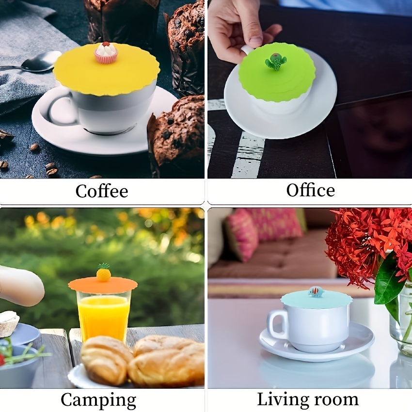 8 Pcs Silicon Cup Covers Anti-Dust Glass Covers For Drinks Coffee