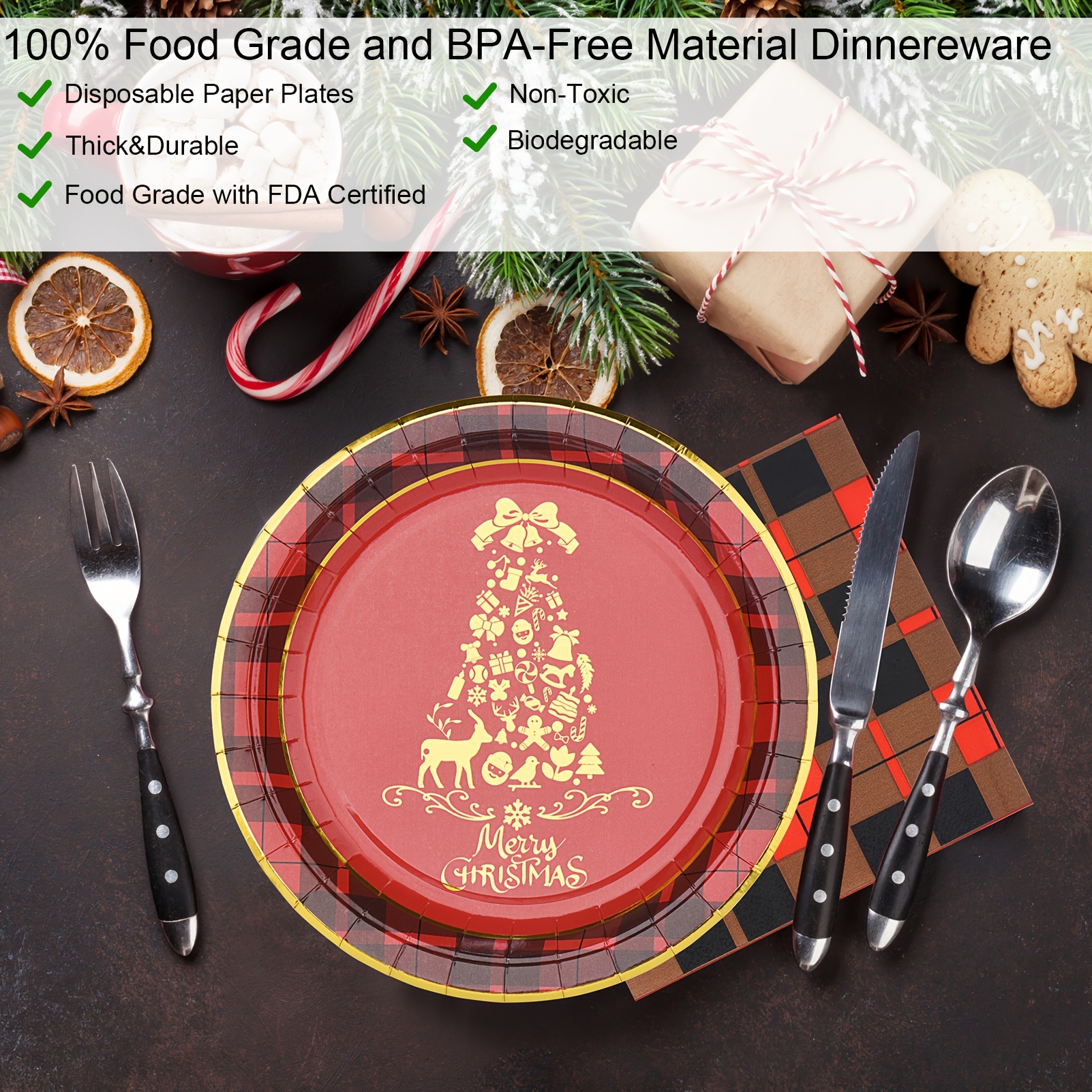 Christmas Party Decoration Supplies Disposable Paper Plate - Temu