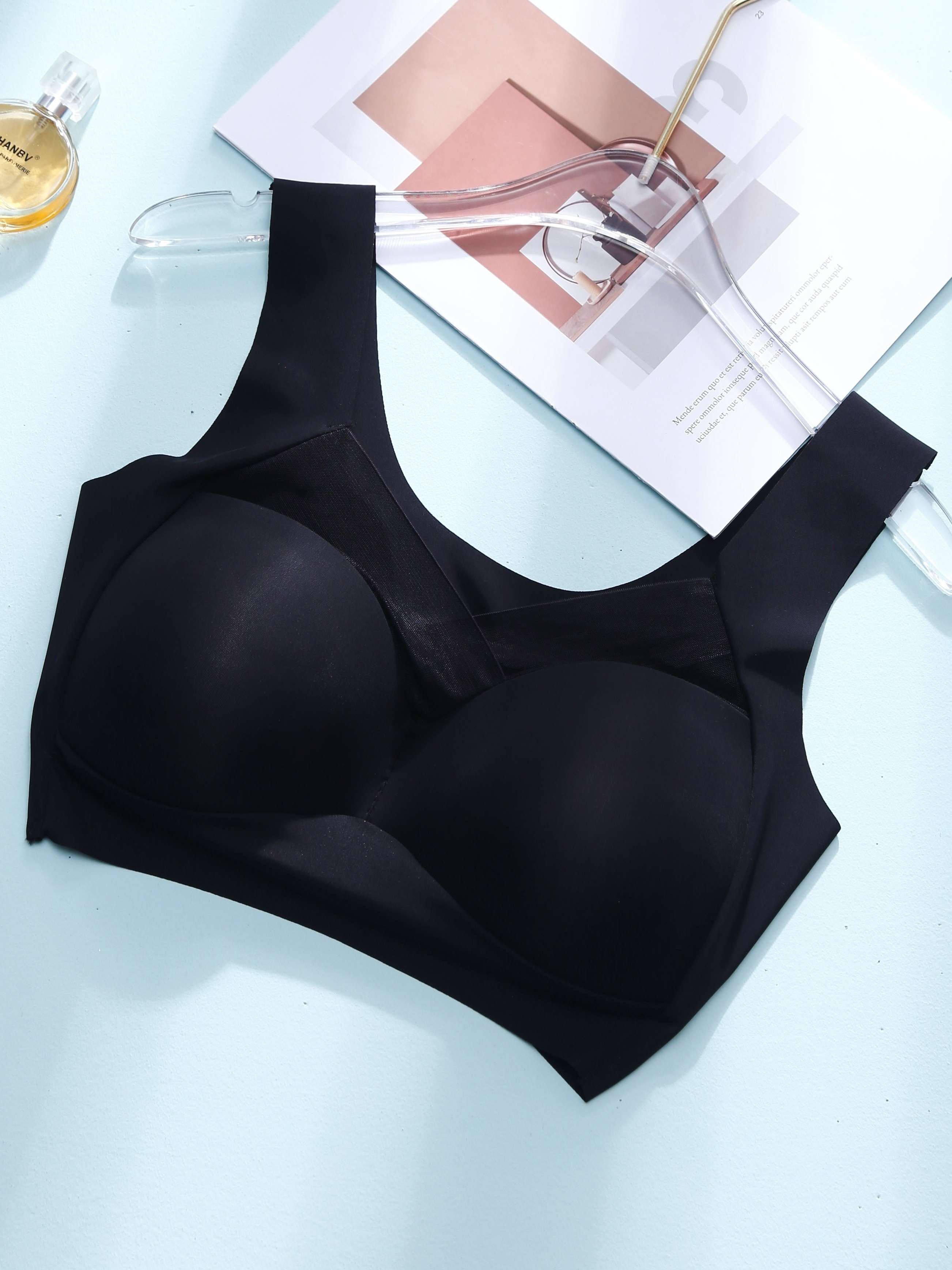 Contrast Lace Wireless Bra Comfy Breathable Front Buckle - Temu