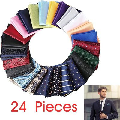 24 pieces mens pocket squares mens handkerchief soft colored men assorted hankies for wedding party