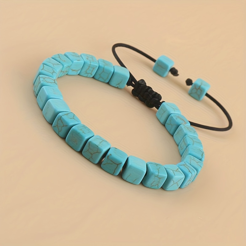 Adjustable Bracelet with Turquoise Beads Stylish Cord