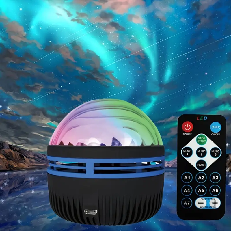 1pc aurora light projector northern light projector with remote control night light projector for gaming room bedroom ceiling party room decor details 2