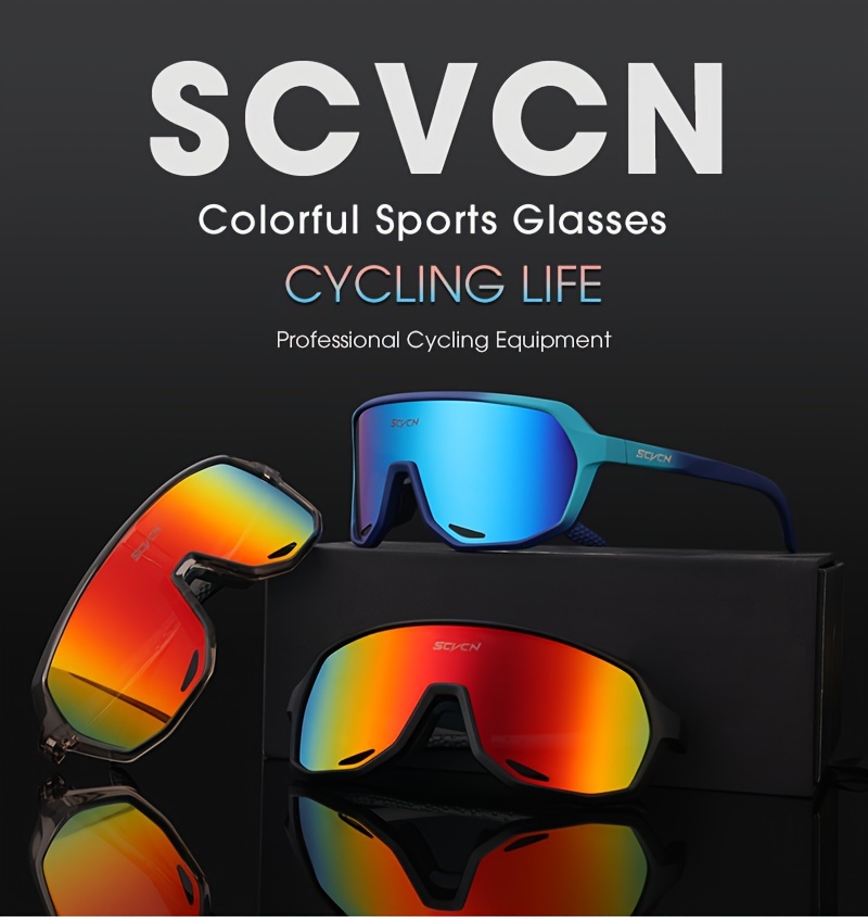 SCVCN Polarized Cycling Glasses Sport Sunglasses MTB BMX Men Women Running Driving Fishing Golf