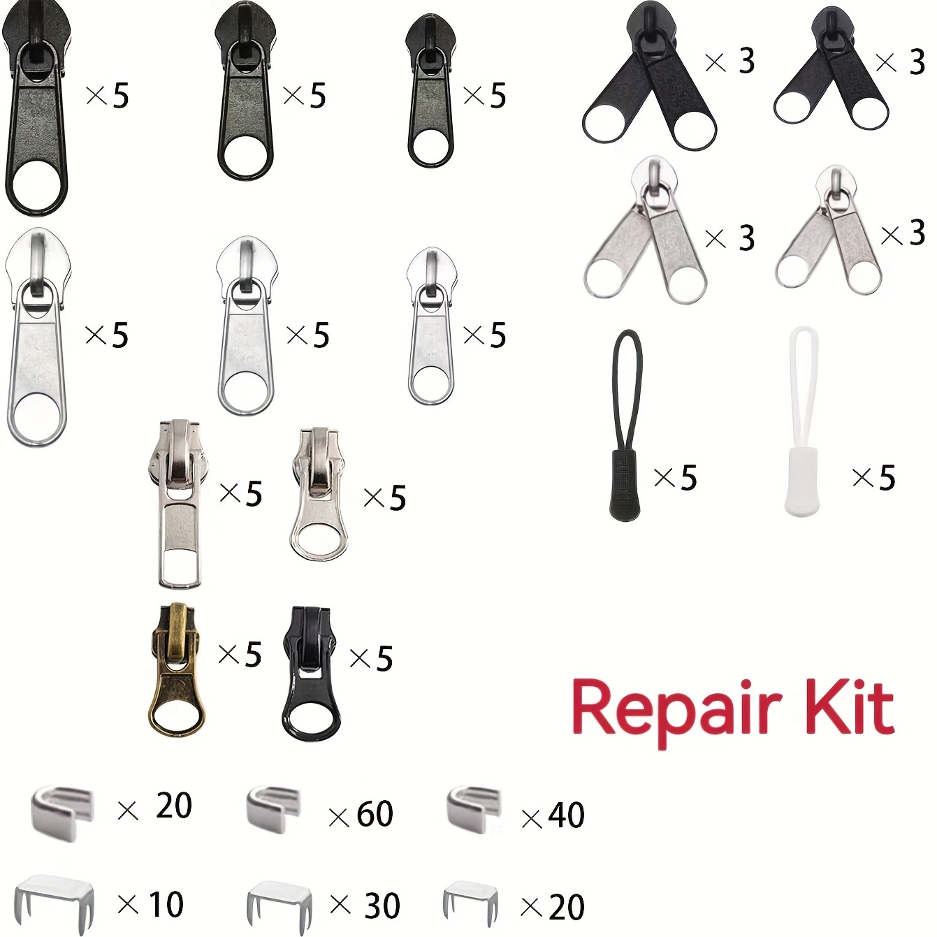 Zipper Repair Kit Replacement Zipper Zipper Pulls - Temu