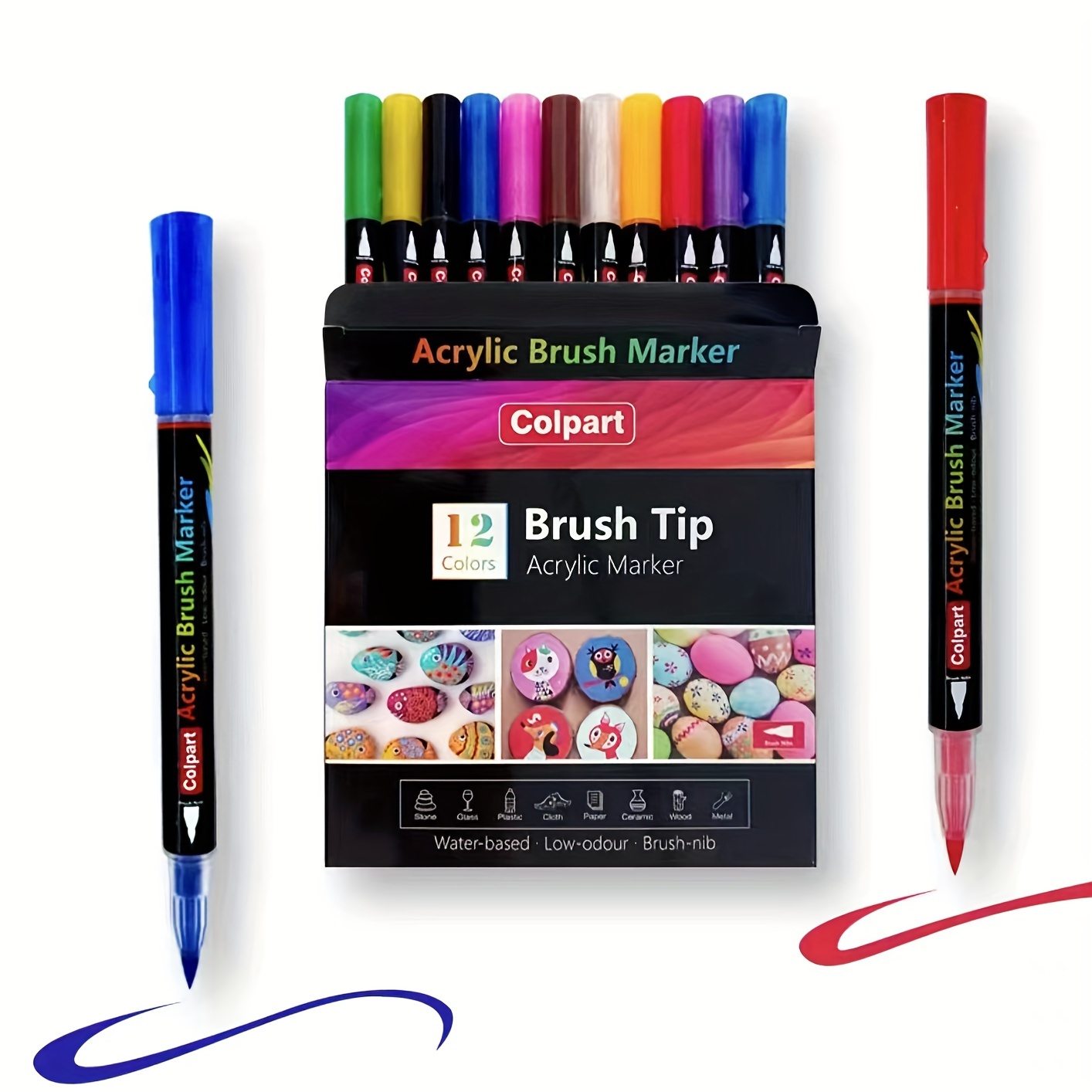  colpart Brush Tip Acrylic Paint Pens-36 Colors Acrylic