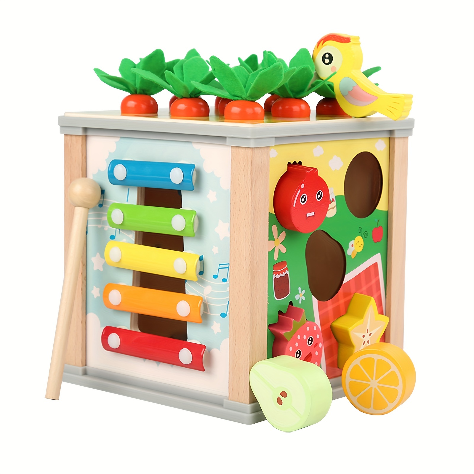 Wooden Baby Toys Activity Cube 6 In 1 Play Preschool - Temu