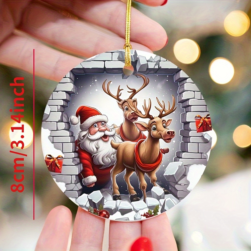 New Acrylic Christmas Break Through Ornament Christmas Gift - Temu