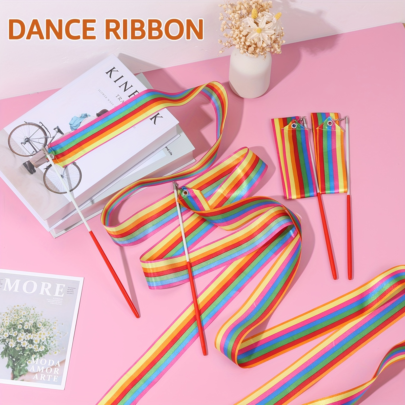 skydancers♡rainbow ribbons set 24 Pcs Rainbow Dance Ribbons, Rhythm Ribbon Streamers