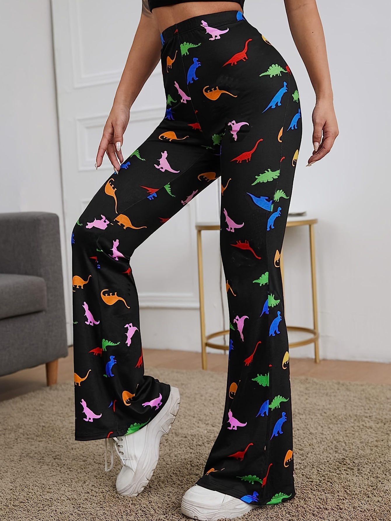 Dinosaur Print Lounge Pants Casual Cute Elastic Waistband - Temu Finland