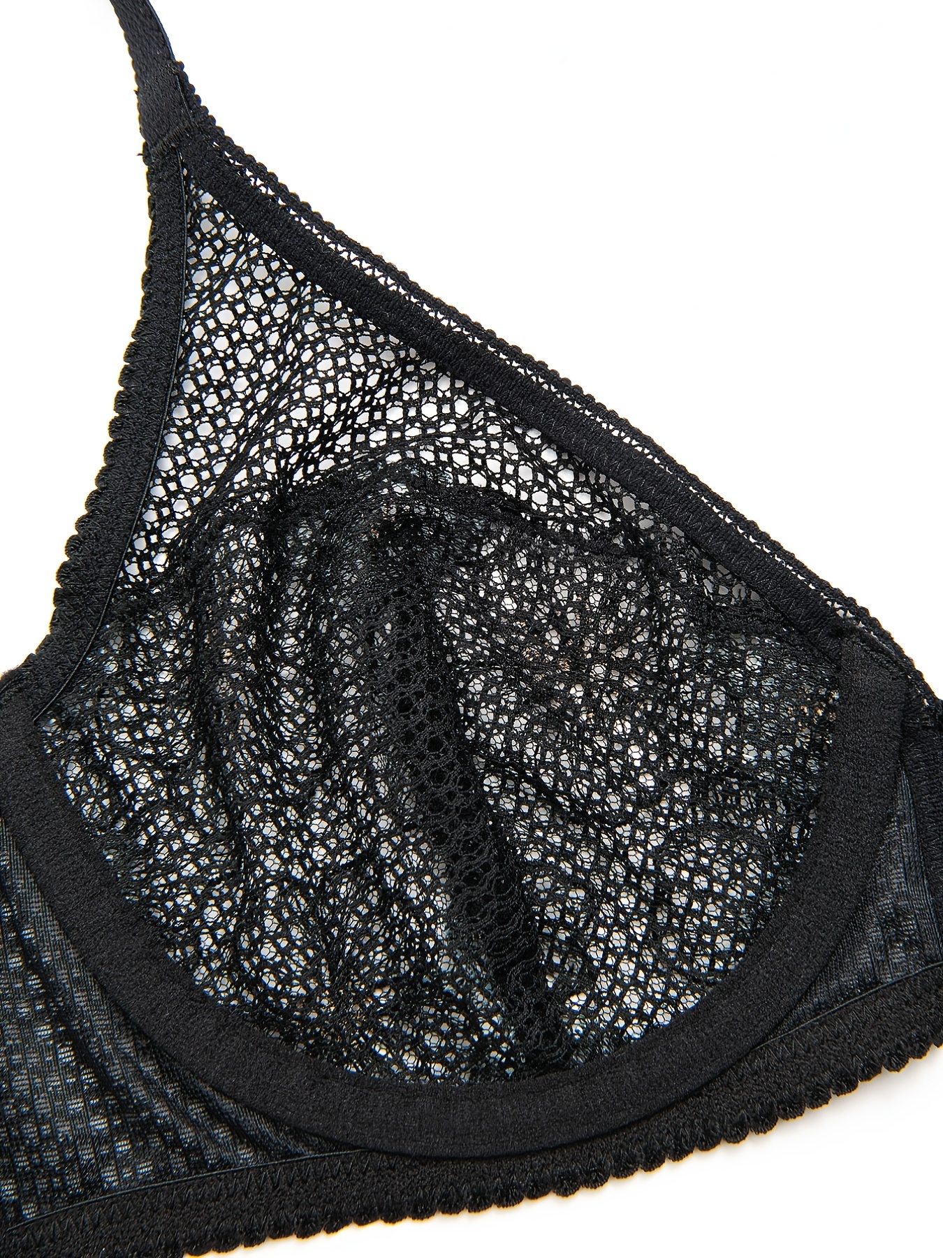  Wingslove Womens Sexy 1/2 Cup Lace Bra Balconette Mesh  Underwired Demi Shelf Bra Unlined See Through Bralette
