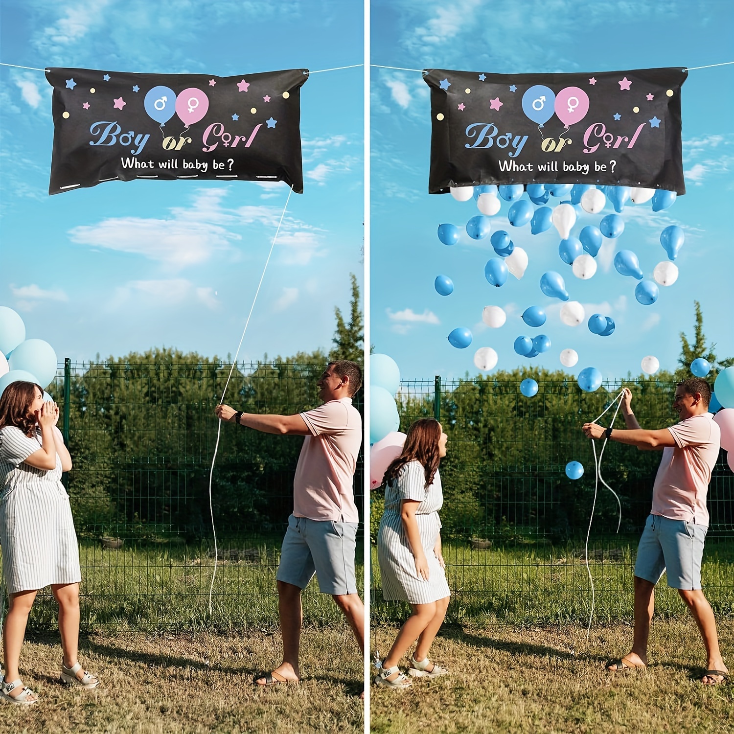 Set, Gender Reveal Party Games-Gender Reveal Balloon Drop Bag, Boy Or Girl  Baby Gender Reveal Ideas, Gender Announce Balloon Bags With Balloon *** An