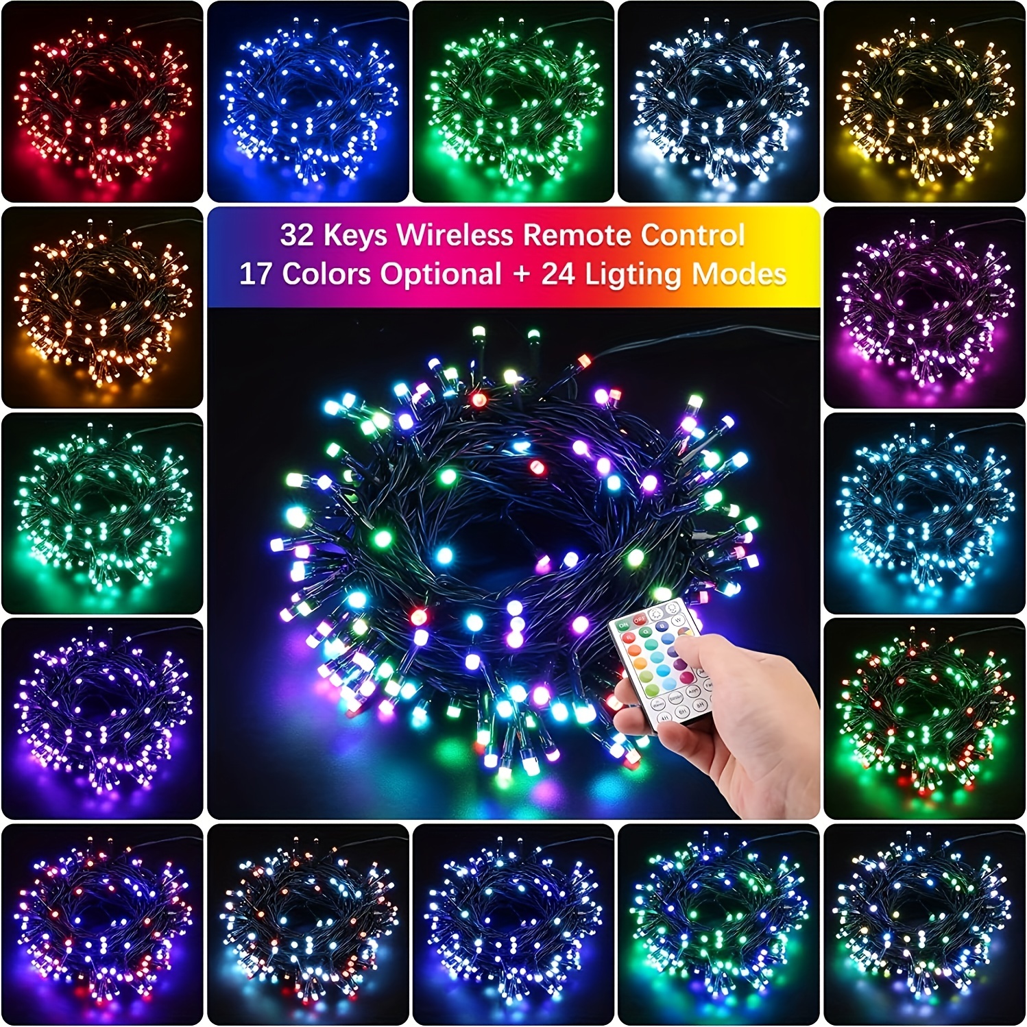 LED Christmas lights, cherry - balls, 10 m, RGB, remote control