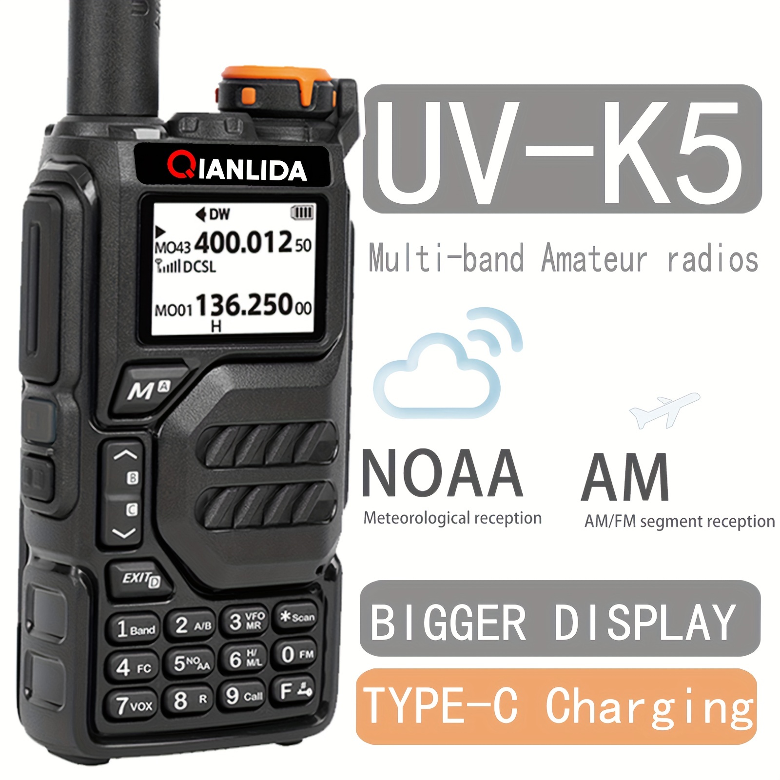 Uvk5 Walkie-talkie, Long-distance Professional Civil Outdoor Trip Uv  Multi-frequency Full-length Hand-held Two-way Radio Temu Mexico