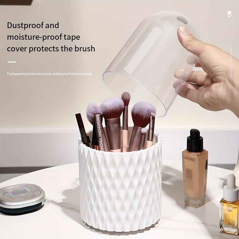 360 Degrees Rotating Makeup Brush Organizer Transparent - Temu