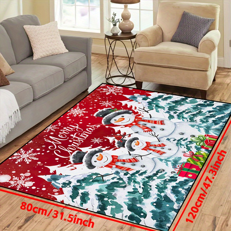 1pc Christmas Doormat Slip-resistant Washable Winter Welcome Mat