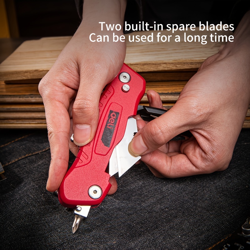 Folding Pocket Utility Knife Box Cutter With Flat Head And - Temu