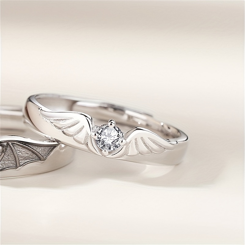Vintage Couple Ring with Rhinestone Inlay