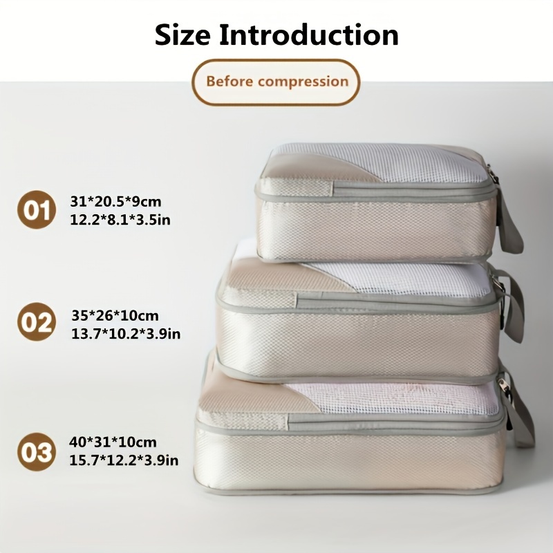 3Pcs Luggage Bags Organizer Storage Travel Compression Packing