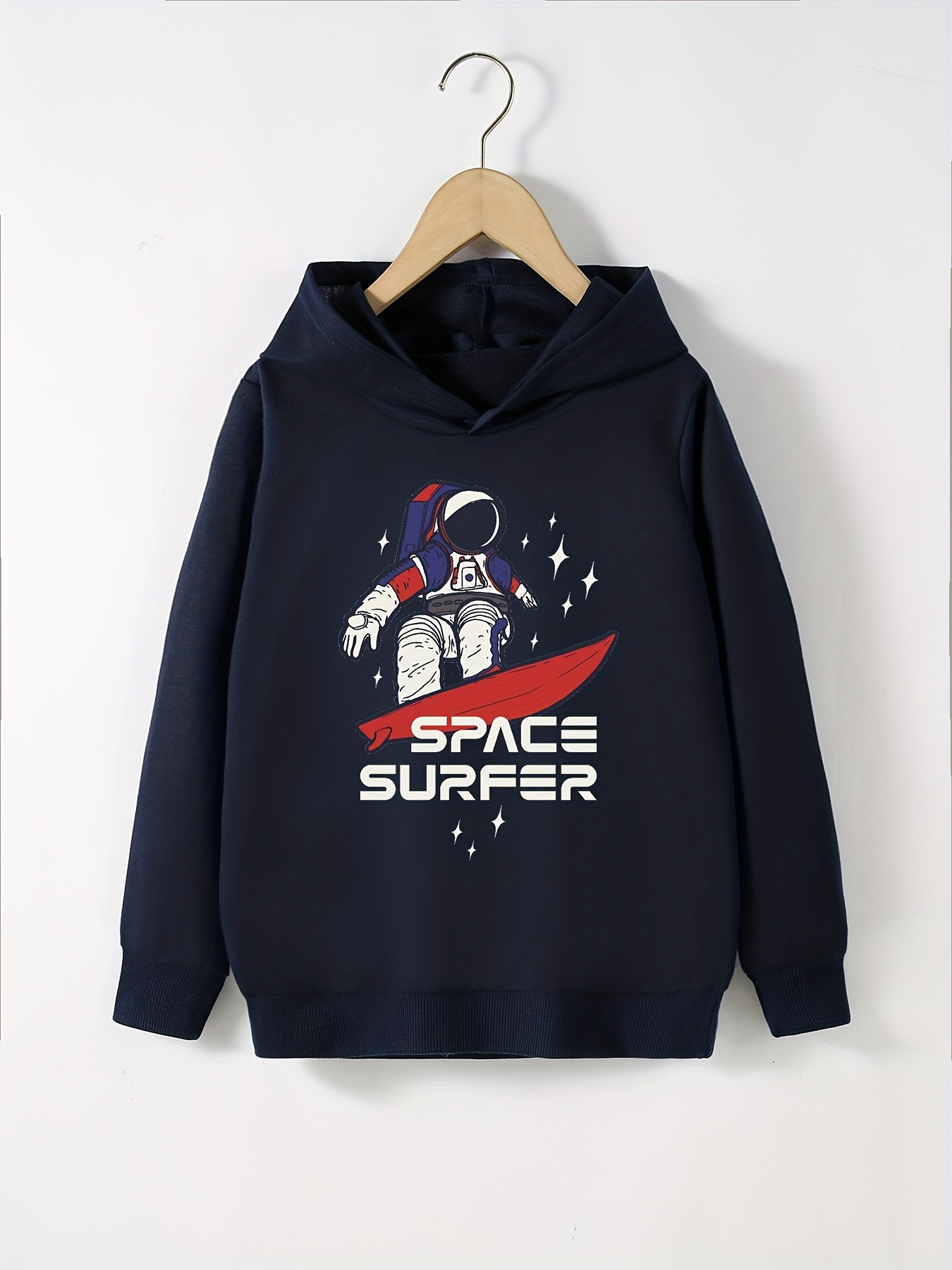 Cool Astronaut And Houston Print Boys Casual Pullover Hooded Long Sleeve  Sweatshirt For Spring Fall, Kids Clothing Outdoor - Temu