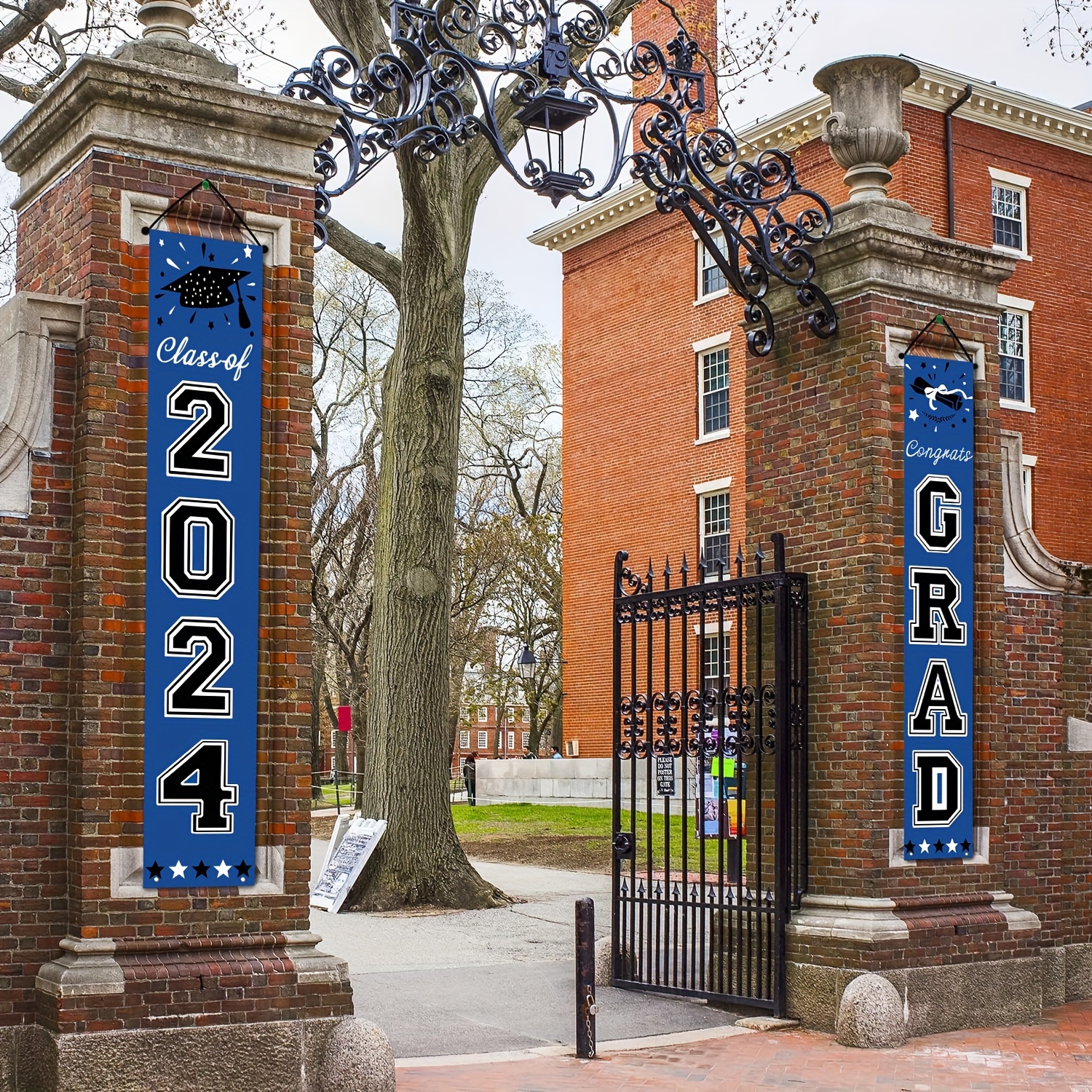 2024 Graduation Decorations Banner Porch Sign Banner Blue - Temu