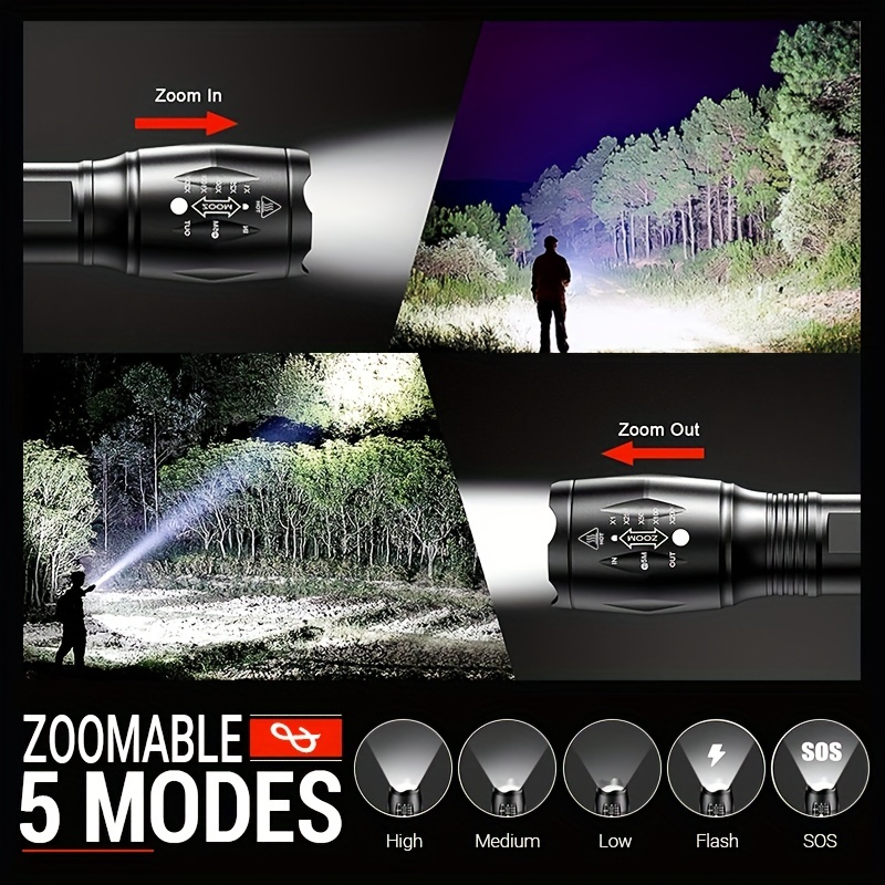 Lighting EVER LED Flashlights High Lumens, Small Flashlight, Zoomable,  Waterproof, Adjustable Brightness Flash Light for Outdoor, Emergency, AAA