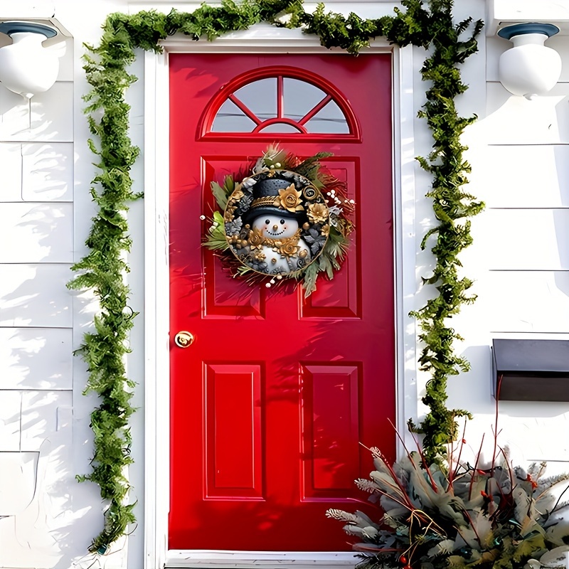 VENTE Accroche-porte qu'il neige, couronne de panneau en bois