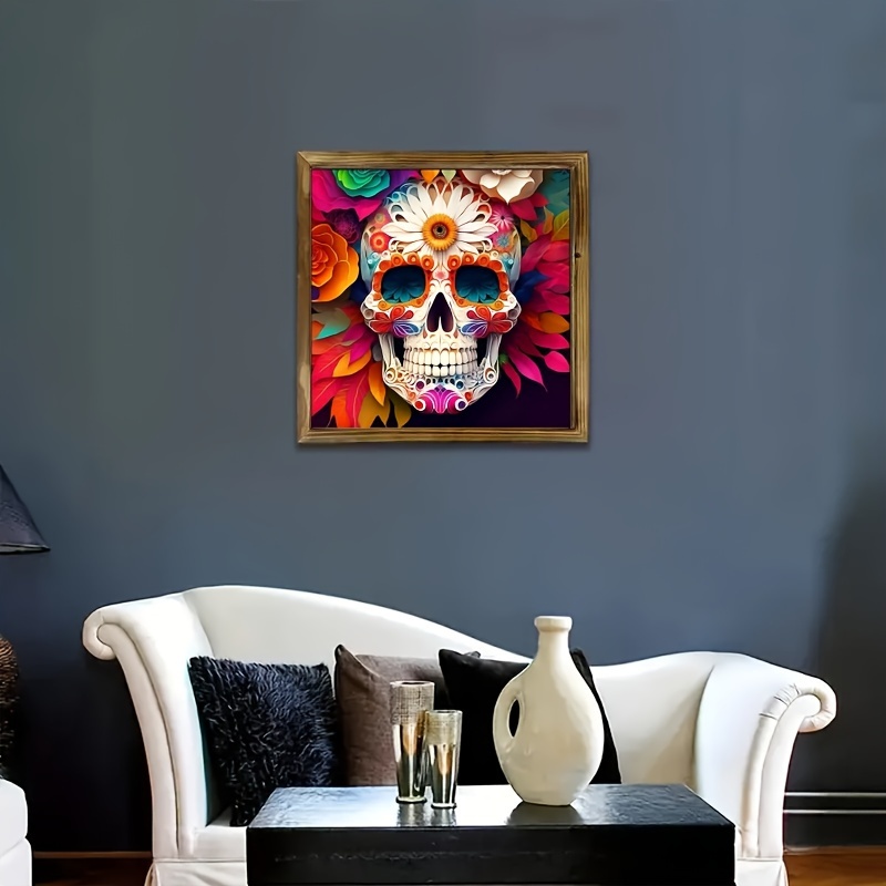 Diamond Painting Skull,Skull Love Diamond Art,DIY 5D Horror Diamond Painting  Kits Skull,Supply for Wall Decor Halloween,Horrible Diamond Painting Gift  King and Queen Skull 14x14inch