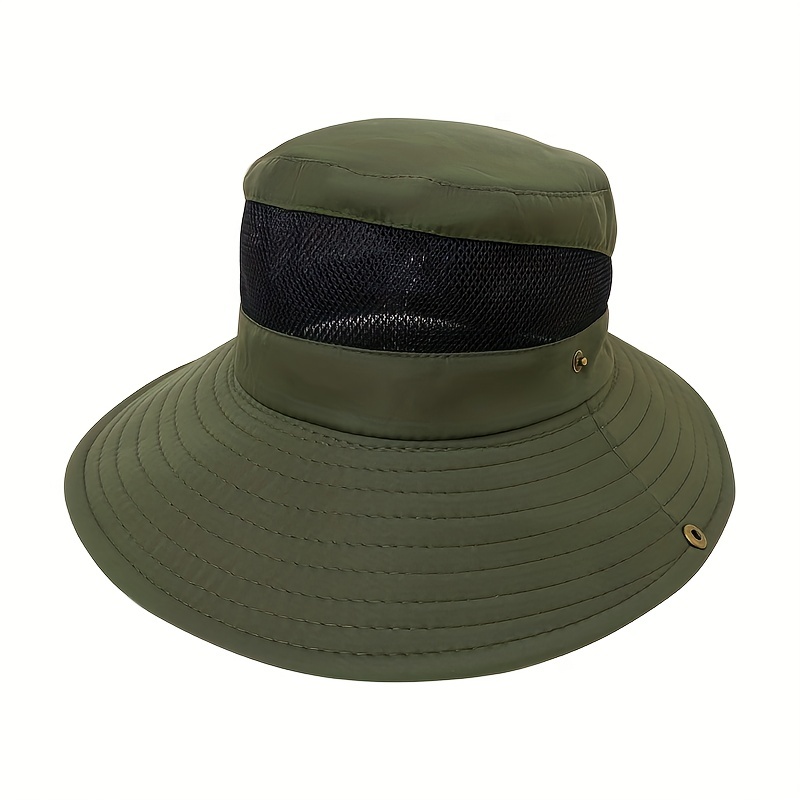 Solid Color Big Brim Sun Protection Sun Hat Mens Outdoor Fishing Sun Hat  Foldable Breathable Mesh Bucket Hat - Jewelry & Accessories - Temu Australia