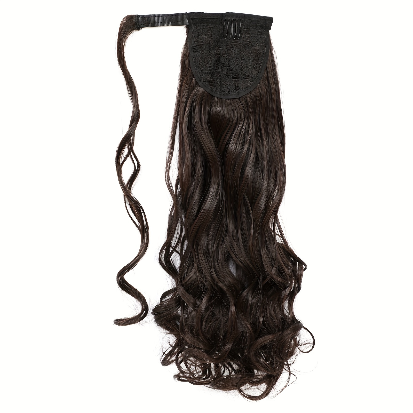 ponytail with hair wrapped around long wavy ponytail extensions synthetic clip in hair extensions elegant natural looking for daily   accessories details 4