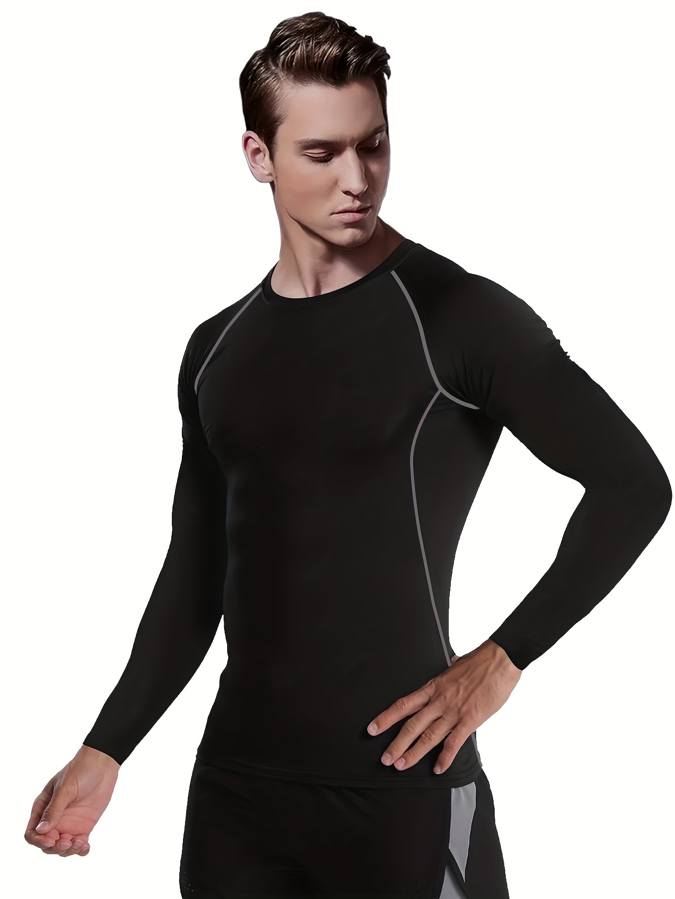 Running Turtleneck T-shirt Men Gym Sportswear Fitness Tight Long Sleeve Compression  Shirt Jogging Quick Dry Exercise Clothing