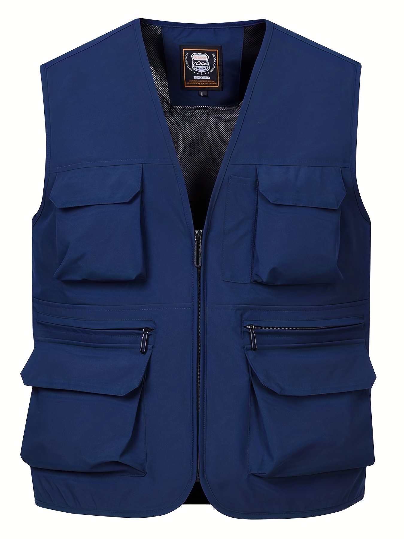 Zipper Pockets Cargo Vest Men's Casual Outwear V Neck Zip - Temu France