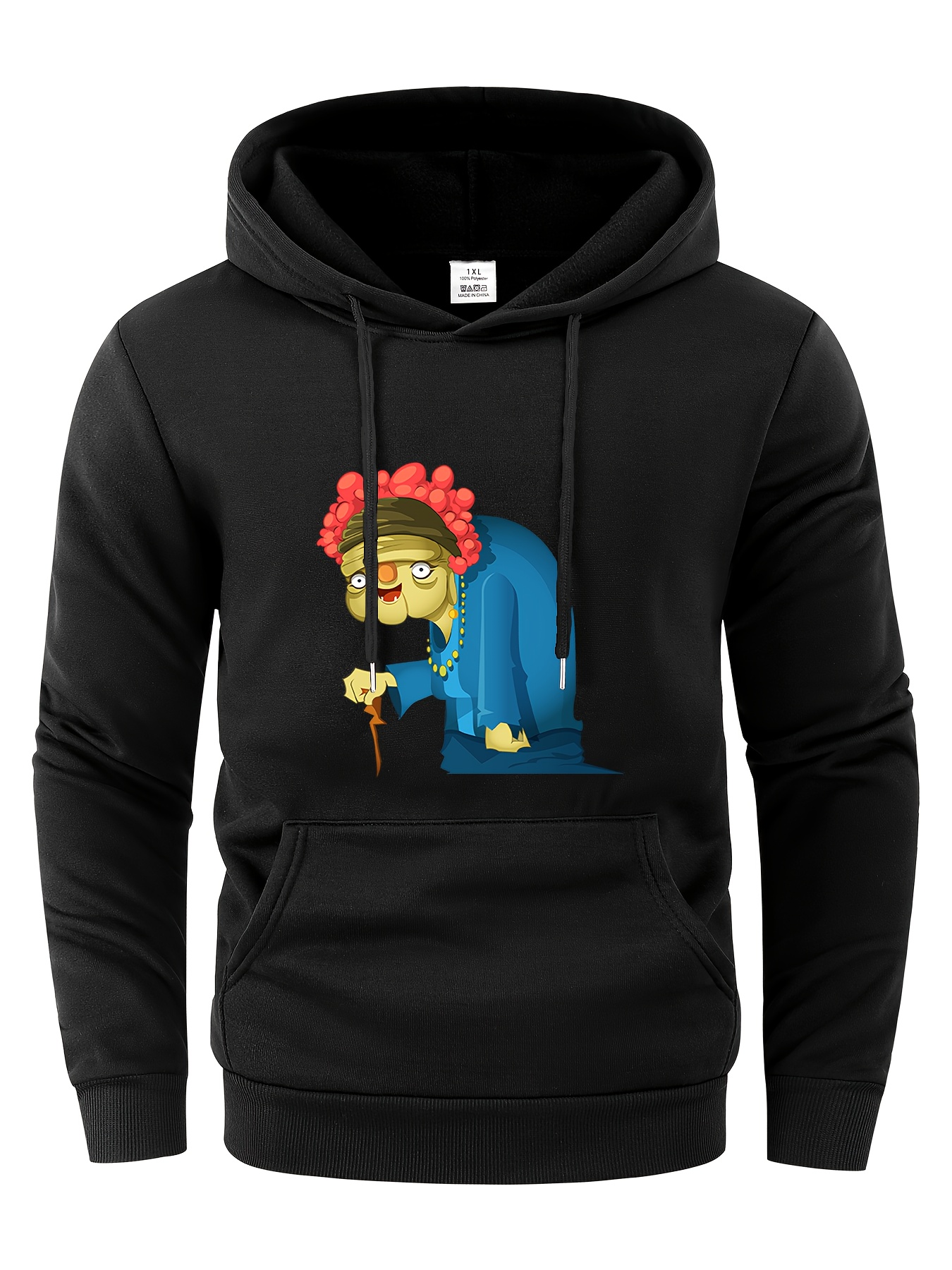 Plus Size Cartoon Figure Print Hoodie Drawstring Hoodies - Temu