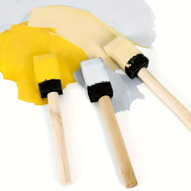 6 Wooden Handle Sponge Brushes For Painting, Paint Sponge Set, Lightweight  And Durable, Perfect For Painting And Cleaning