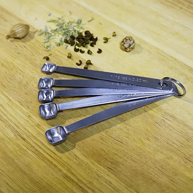 Measuring Spoons Set, 5Pcs Stainless Steel Measuring Spoons,  1/16tsp,1/8tsp,3/16tsp,1/4tsp,1/3tsp Measuring Spoon for Tea Cooking  Baking, Teaspoon