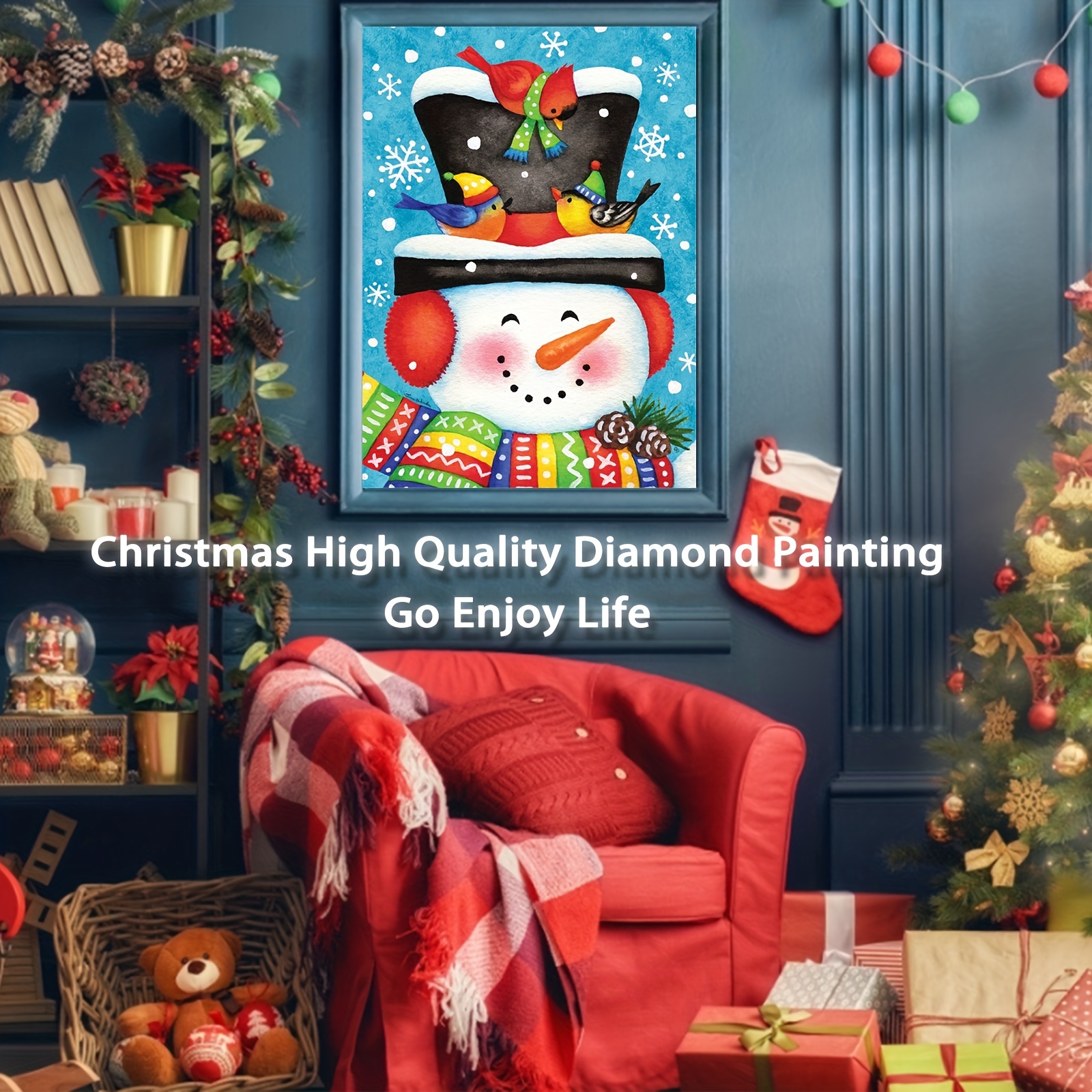 Snowman Diamond Painting Kit, Winter Diamond Art Kit for Adult 5D Christmas  Dots