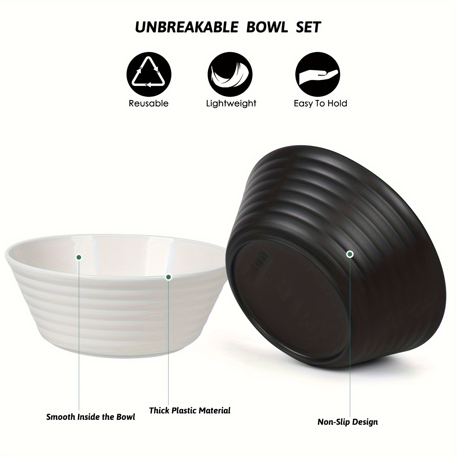 Unbreakable Cereal Bowls Soup Bowl Sets Bpa Free Bowl For - Temu